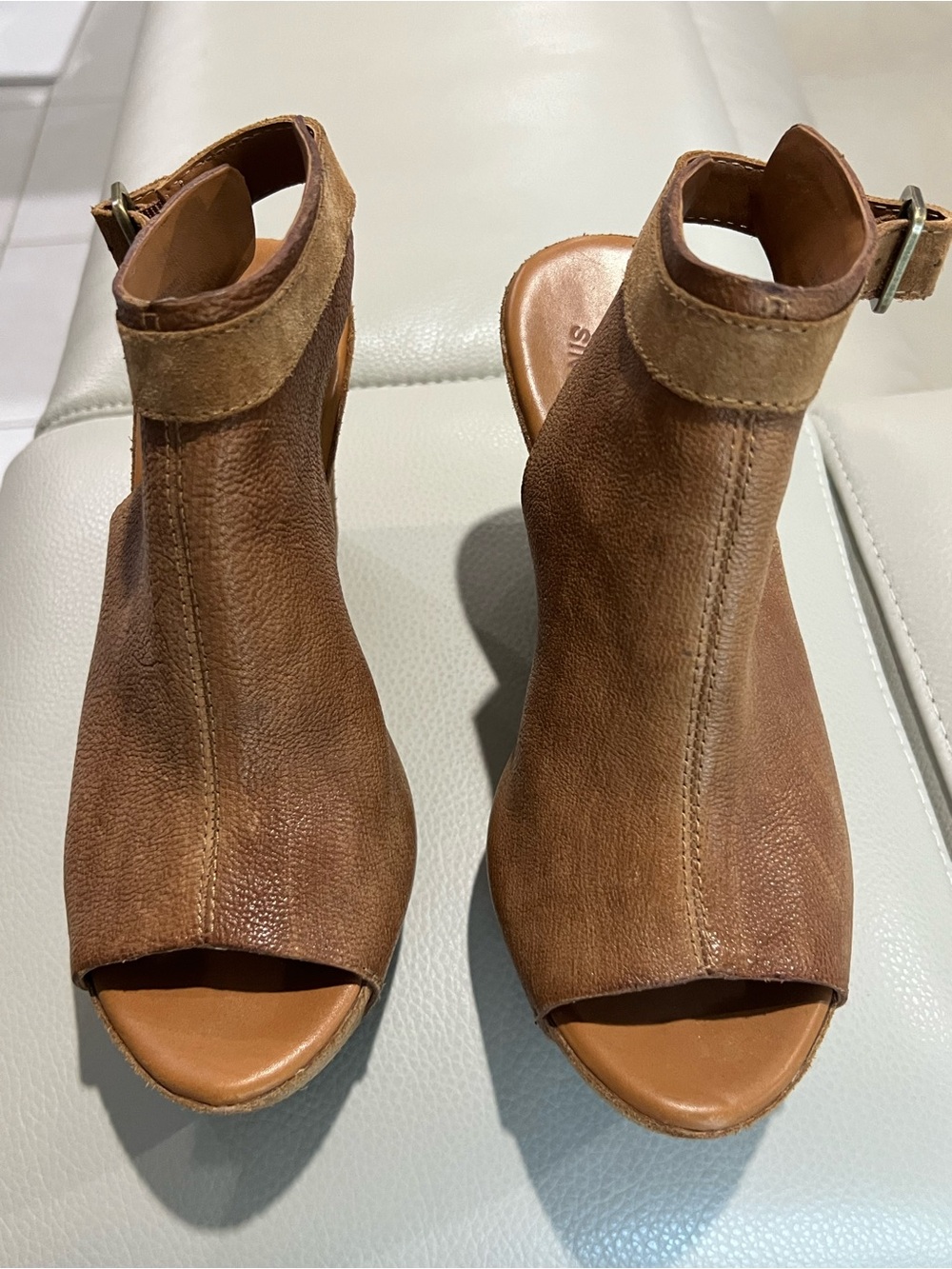 Kork-ease Women's Open-Toe Ankle Bootie in Brown